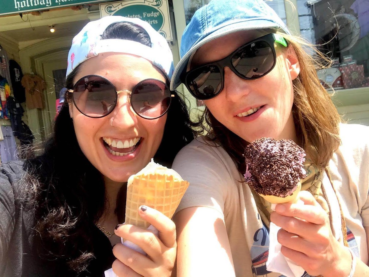 julie and michelle eating ice cream